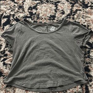 Pilcro Gray Crop Relaxed Short Sleeve Tee